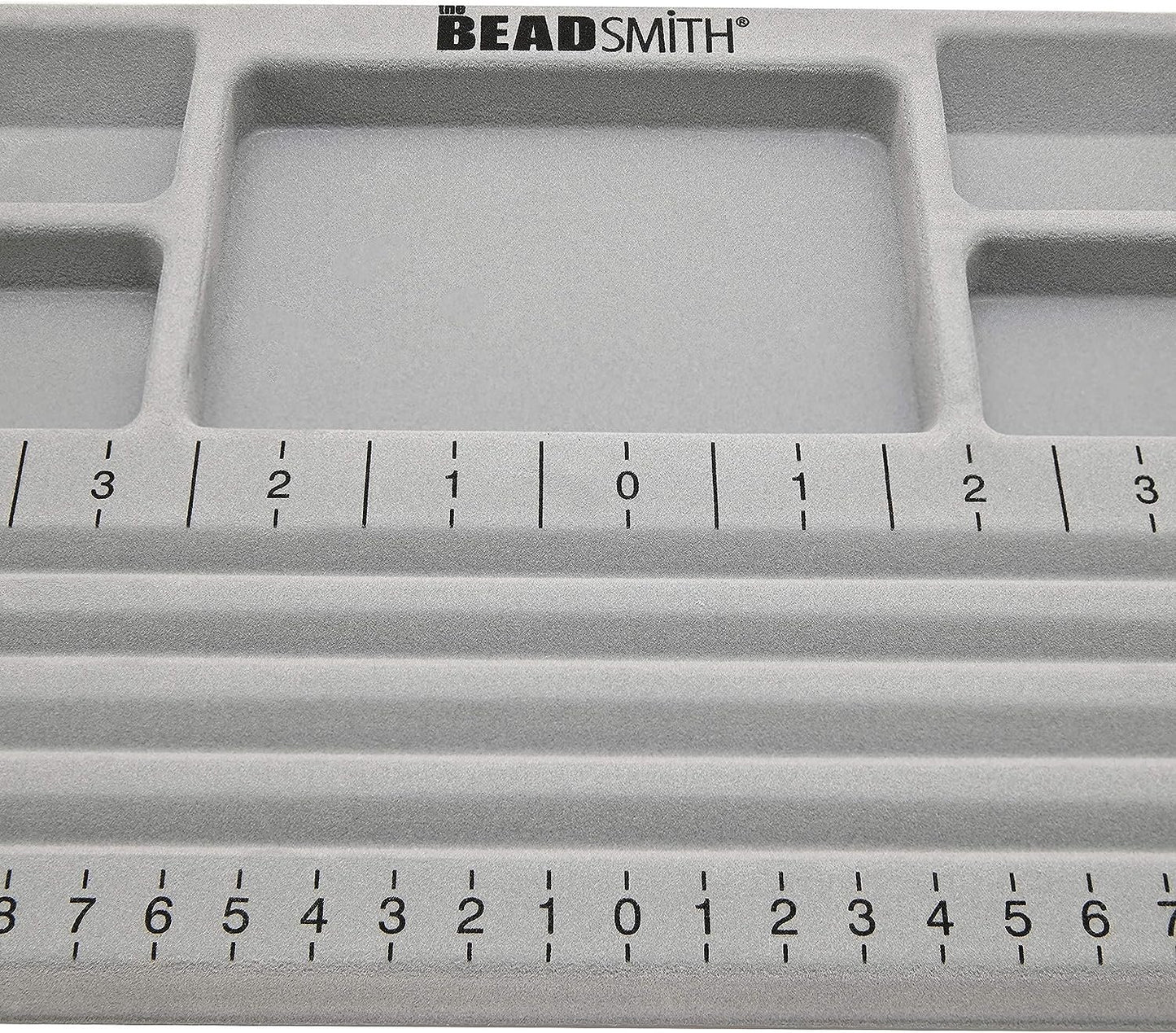 The Beadsmith Mini Bead Board, Grey Flocked, 4 Straight Channels, 5 Recessed Compartments, 7.75 x 11.25 inches, Design Boards for Creating Bracelets, Necklaces and Other Jewelry