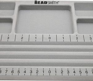 The Beadsmith Mini Bead Board, Grey Flocked, 4 Straight Channels, 5 Recessed Compartments, 7.75 x 11.25 inches, Design Boards for Creating Bracelets, Necklaces and Other Jewelry