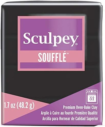 Sculpey Soufflé Polymer Oven-Bake Clay, Poppyseed Black, Non Toxic, 1.7 oz. bar,Great for jewelry making, holiday, DIY, mixed media and more! Premium light-weight oven bake clay.