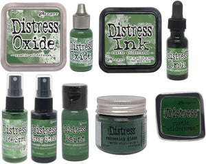 Tim Holtz Distress Rustic Wilderness November 2020 Release, Distress Ink Pad/Reinker, Oxide Ink Pad/Reinker, Embossing Glaze, Flip Top Paint, Oxide Spray, Spray Stain, Collector Enamel Pin, 9 Items