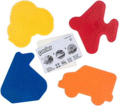 Perler SUV, Sailboat, Car, and Airplane Fuse Bead Pegboard Set with Ironing Paper, Multicolor, Small, 6 Piece
