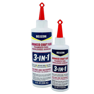 BEACON 3-in-1 Advanced Craft Glue - Fast-Drying, Crystal Clear Adhesive for Wood, Ceramics, Fabrics, and More, 4-Ounce