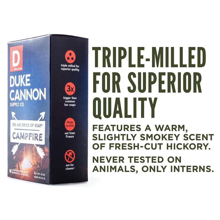 Duke Cannon Supply Co. Big Brick of Soap Bar for Men Great American Frontier (Leaf+Leather, Fresh Cut Pine, Campfire) Variety-Pack- All Skins, Extra Large Masculine Scents, 10 oz (Variety 3 Pack)