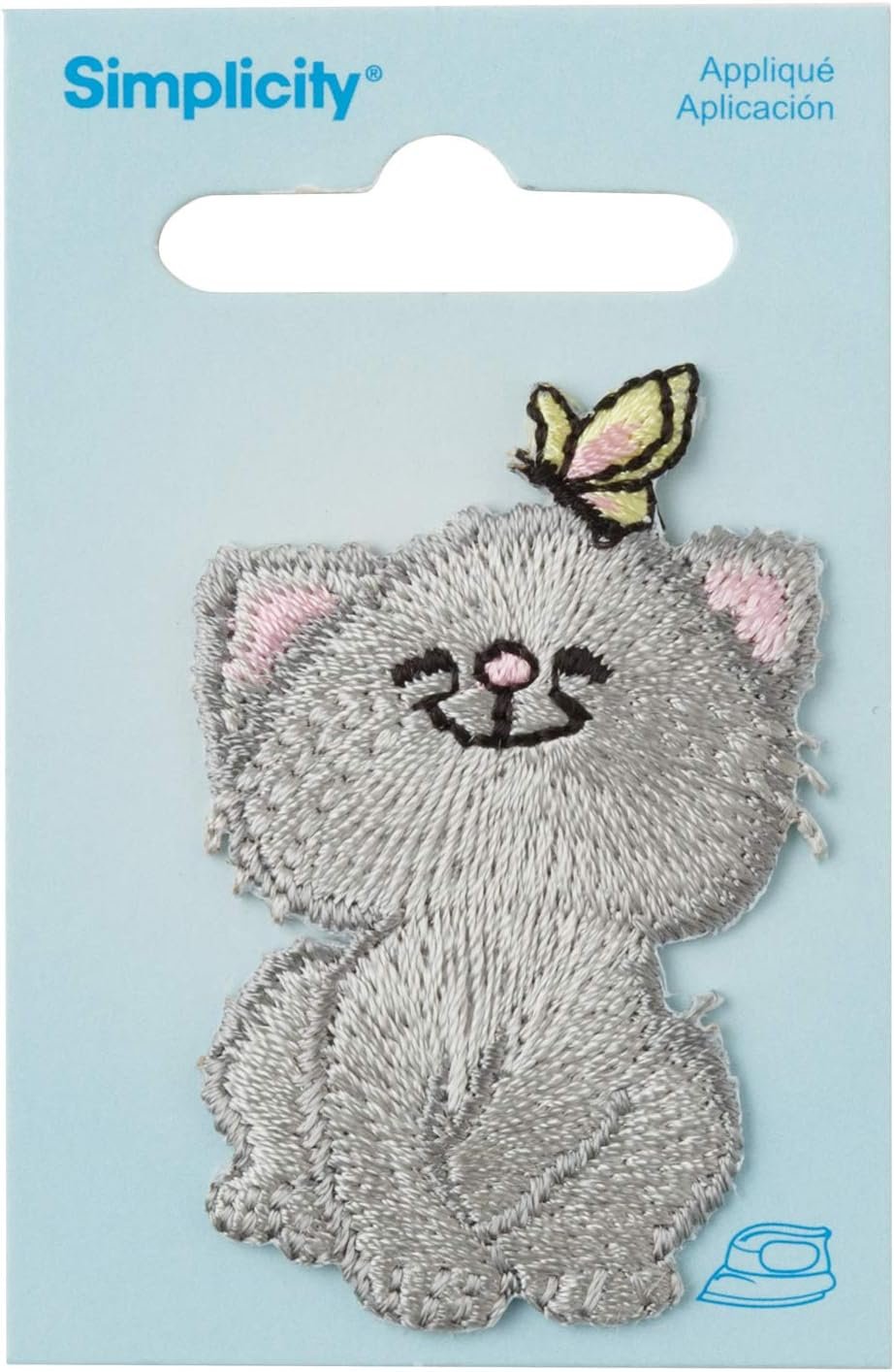 Simplicity Gray Kitten Applique Clothing Iron On Patch, 1.5'' x 2'', Multicolor