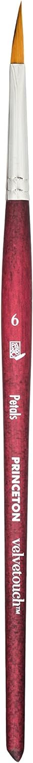 Princeton Velvetouch, Series 3950, Paint Brush for Acrylic, Oil and Watercolor, Petal, 6