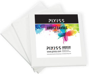 Pixiss Acrylic Paints Set of 16 (59 ml/2fl.oz), Paint Brush 10 Piece Set, 5x5-Inch Canvases 3 Pack, Art Supplies Paint Set for Casual Painters Great for Canvas Painting