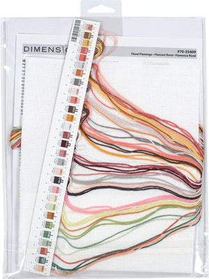 Dimensions Floral Flamingo Animal Counted Cross Stitch Set, 9" x 12", 14 Cnt. White Aida