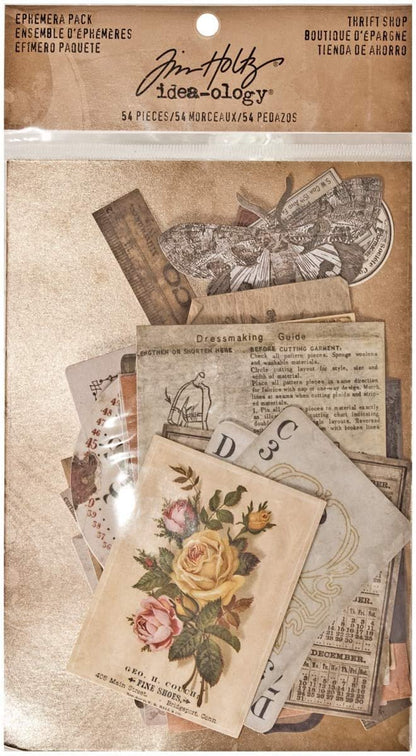 Tim Holtz Idea-ology Thrift Shop Ephemera Pack, 54 Count