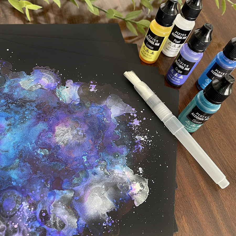 Nebula - Alcohol Ink on Black Synthetic Paper