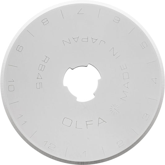 OLFA 45mm Rotary Cutter Replacement Blade, 1 Blade (RB45-1) - Tungsten Steel Circular Rotary Fabric Cutter Blade for Crafts, Sewing, Quilting, Fits Most 45mm Rotary Cutters
