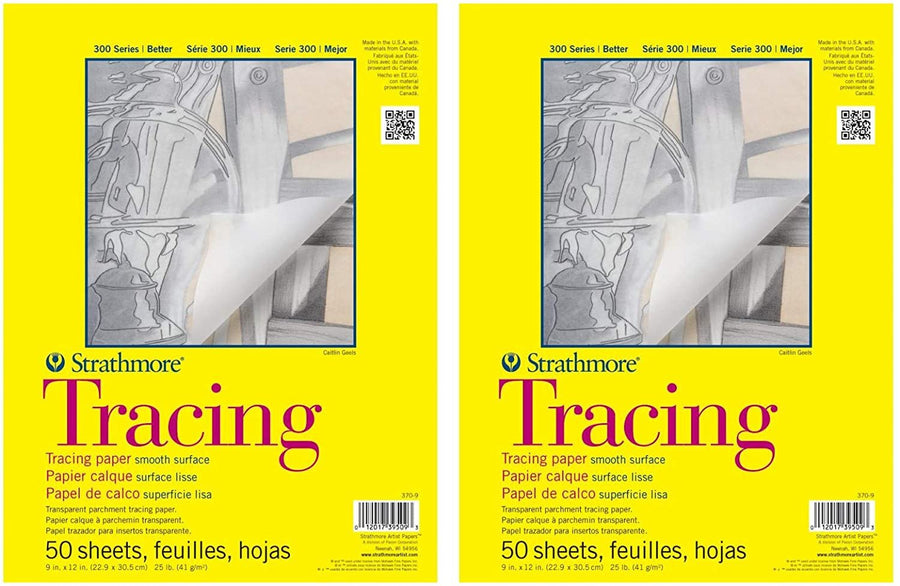 2-Pack Bundle - Strathmore 370-9 - 300 Series Tracing Pad, 9"x12" Tape Bound, 50 Sheets Each