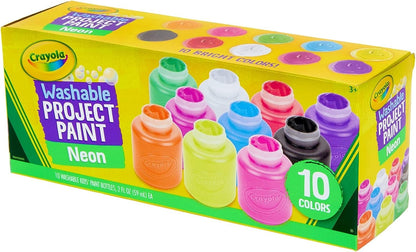 Crayola Washable Kids Project Paint - Neon (2oz), Arts & Crafts Supplies for Kids, Preschool & Kindergarten, Gifts, Ages 3+