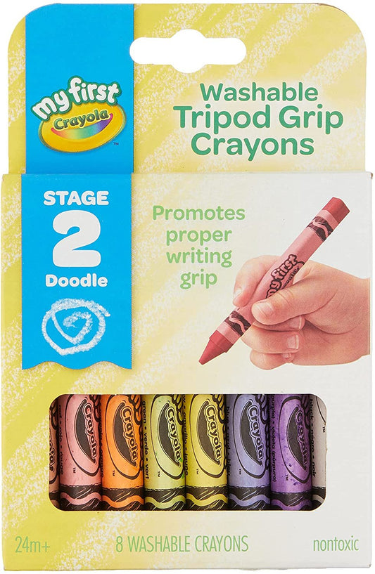Crayola My First Washable Toddler Crayons, Tripod Grip, Gift, 8 Count