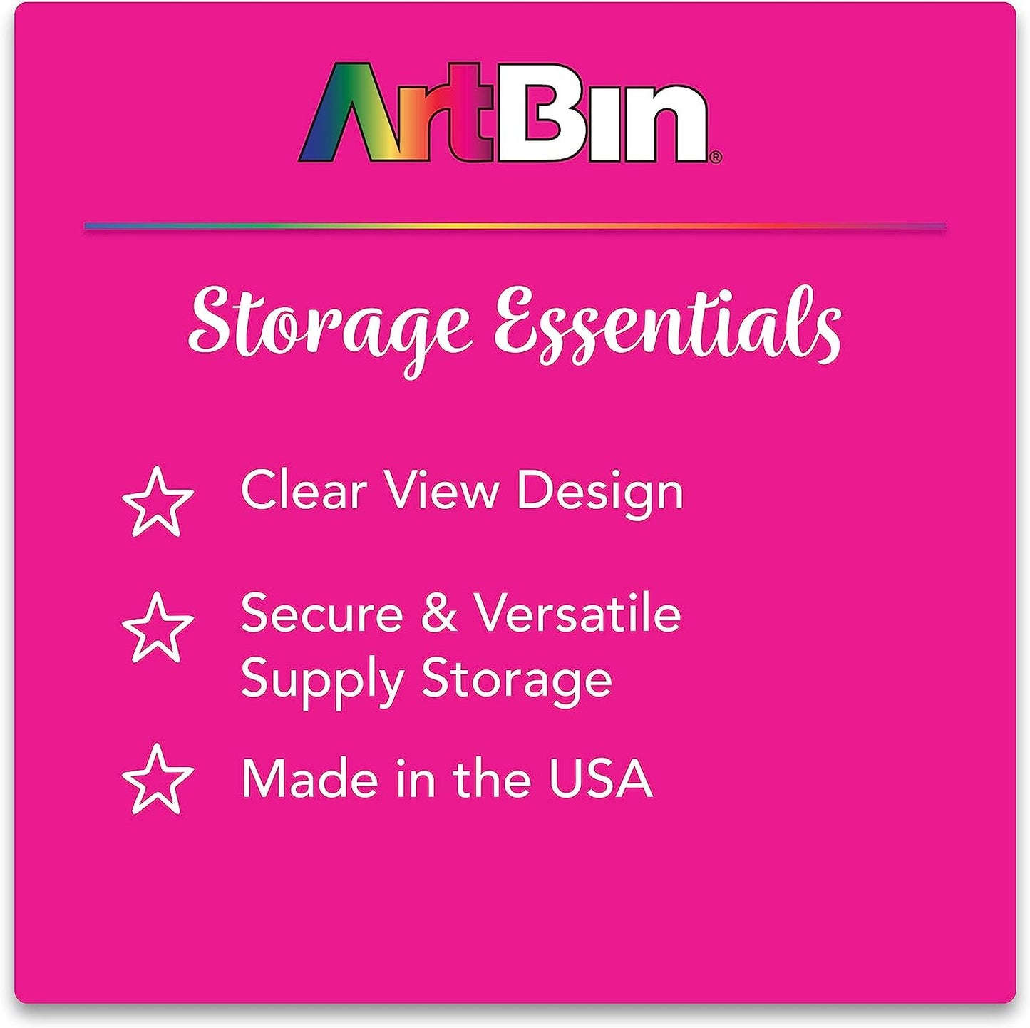 ArtBin 6912AB Essentials One-Compartment 12" x 12" Box, Art & Craft Organizer, [1] Plastic Storage Case, Clear, 14.125" x 13.625" x 3"