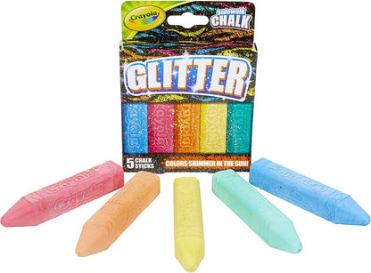 Crayola Outdoor Chalk, Glitter Sidewalk Chalk, Summer Toys, 5 Count