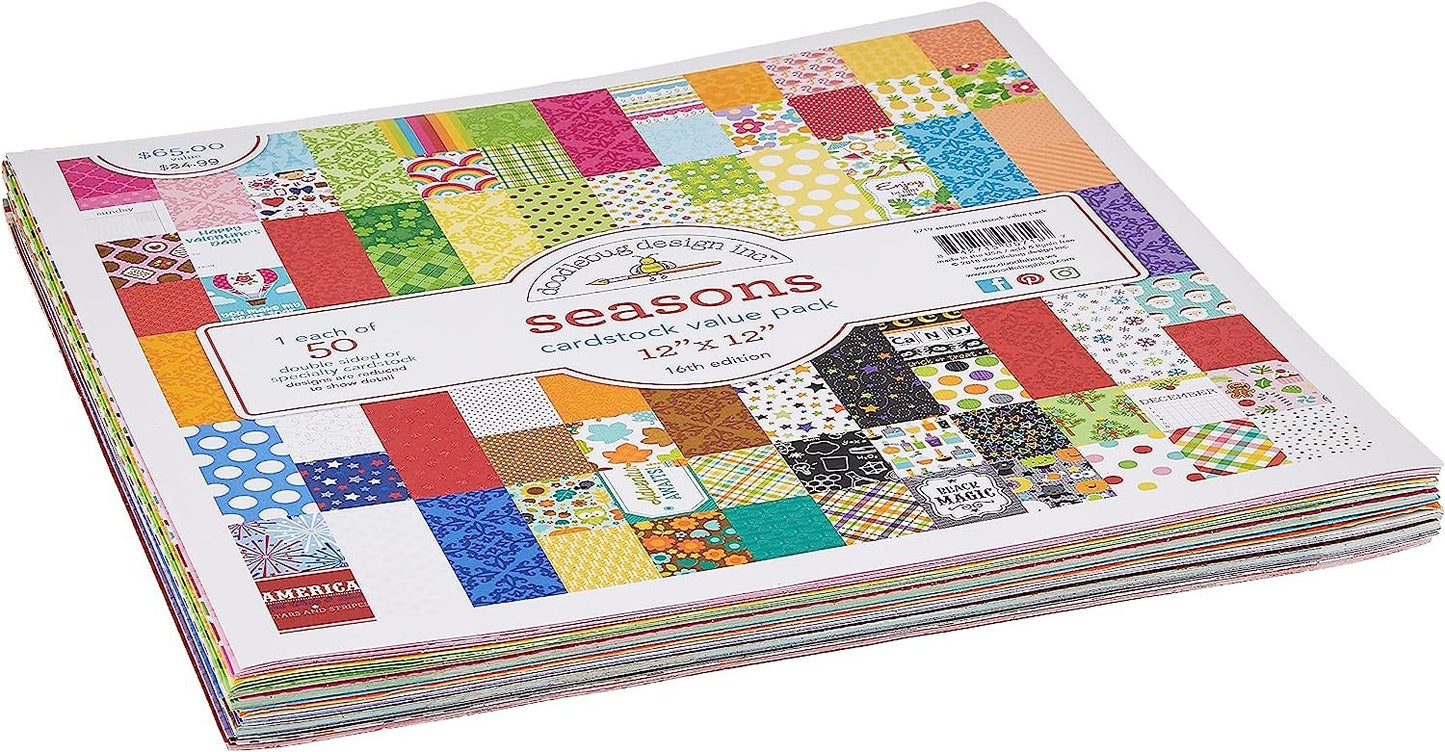 DOODLEBUG 5719 Value Kit Cardstock 12"X12", 50 Sheets