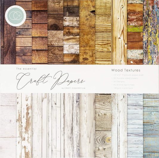 CRAFT CONSORTIUM LTD Craft CON PAPRPAD12 TEXTR, us:one size, Wood Textures, 20 Designs