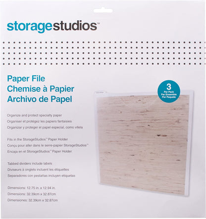 Storage Studios Paper File 3-Pack, 12.75 x 12.95 x 0.13 Inches, Clear (CH92602)
