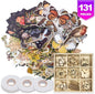 Tim Holtz Idea-Ology Layers-Botanicals 83 Pieces, 3 Rolls Dual-Adhesive Foam Mount Tape, 45 Wooden Finishing Accents, Collage Materials Kit, 131 Pieces Total