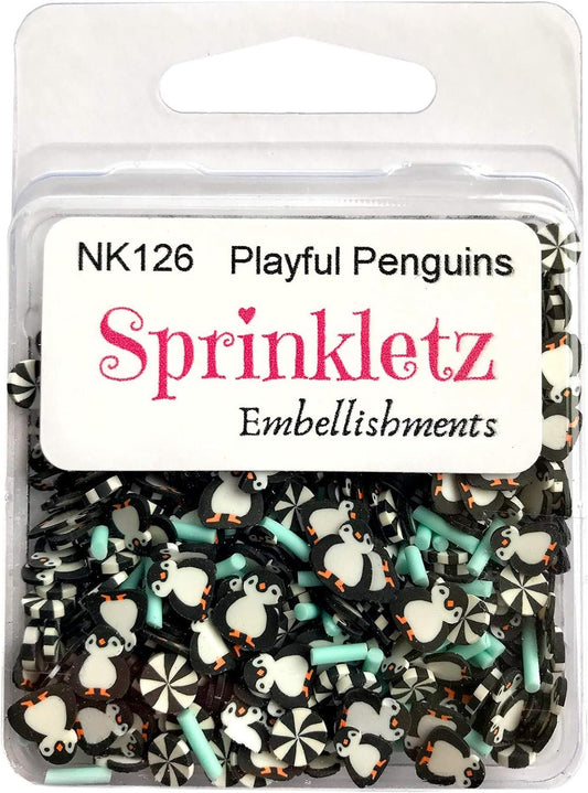 Buttons Galore SPRINKLETS EMBLLSMNT Penguins, Black, Blue