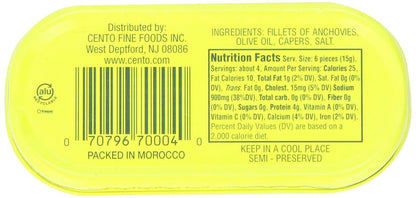 Cento Cento Anchovies 2 Ounce Tins ' Pack Of 25