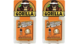 Gorilla Minis, Original Waterproof Polyurethane Glue, Four 3 gram Tubes, Brown, (Pack of 2)