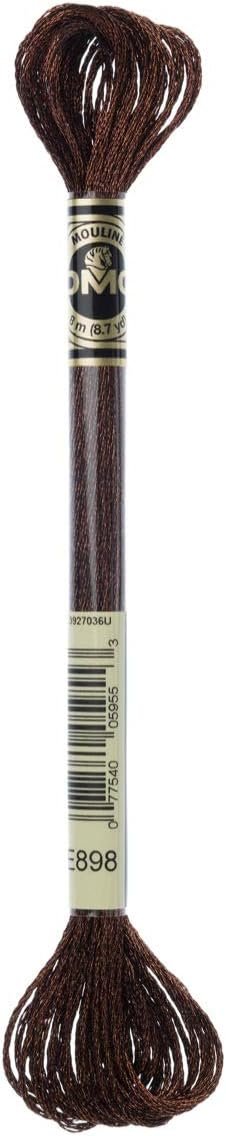 DMC 317W-E898 Light Effects Polyster Embroidery Floss, 8.7-Yard, Dark Oak