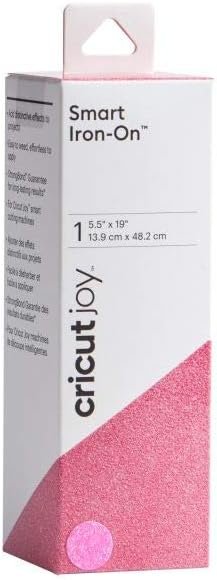 Cricut Smart Iron On (5.5in x 19in, Glitter Fluorescent Pink) for Joy machine - matless cutting for shapes up to 4ft, & repeated cuts up to 20ft