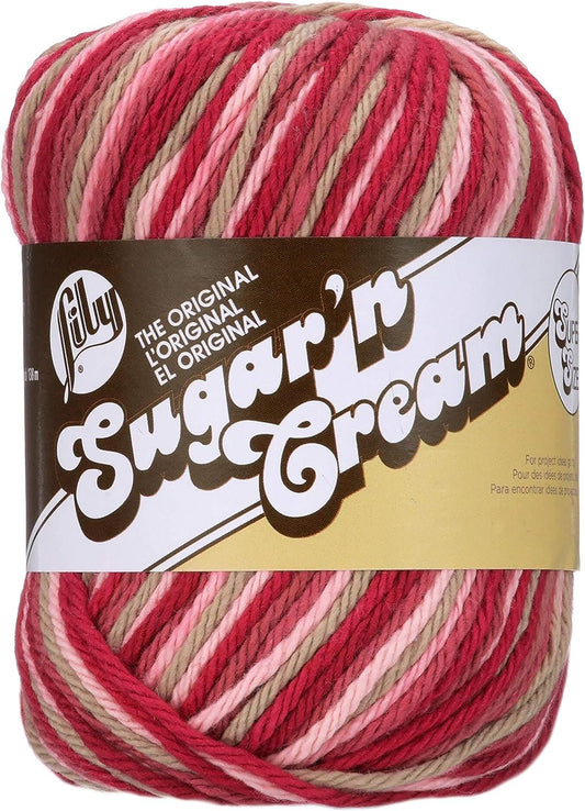 Lily Sugar'n Cream Super Size Ombres Yarn, 3 oz, Damask Ombre, 1 Ball