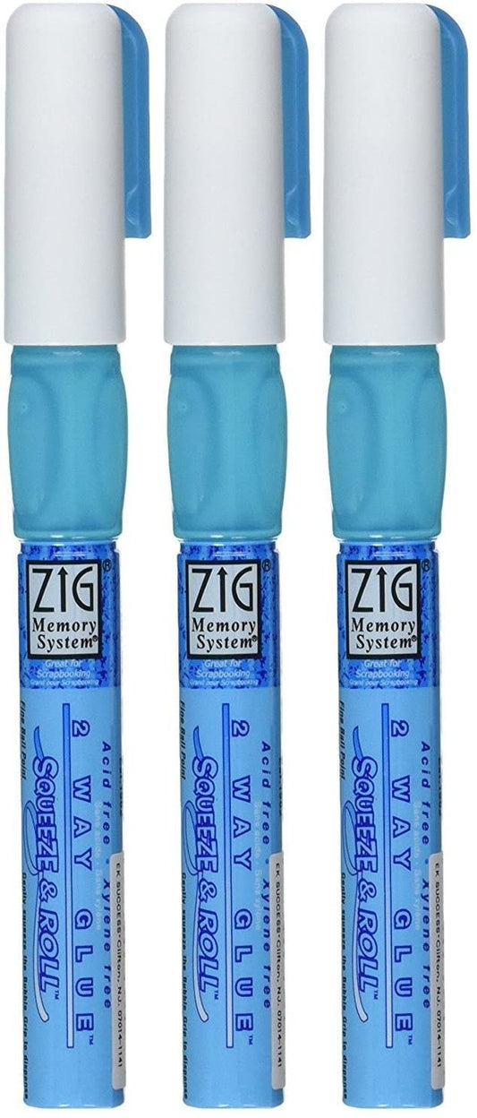 3-Pack - EK Tools 55-00010 Zig Memory System 2-Way Squeeze and Roll Glue Pen