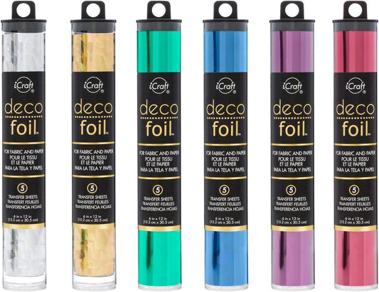 Deco Foil - Transfer Sheets - 2018 Colors - Silver Shattered Glass, Gold Shattered Glass, Jade, Denim, Plum & Wild Cherry - Bundle of 6 Packages