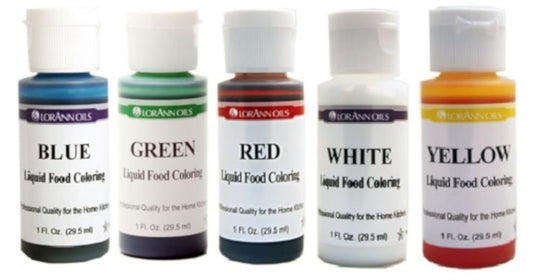 LorAnn Liquid Food Coloring - Primary Colors - Set of Five 1 ounce squeeze bottles
