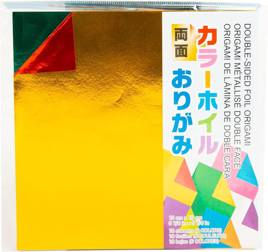 Aitoh Origami Paper 5.875"X5.875" 18/Pkg, Assorted Foil/Foil Double-Sided
