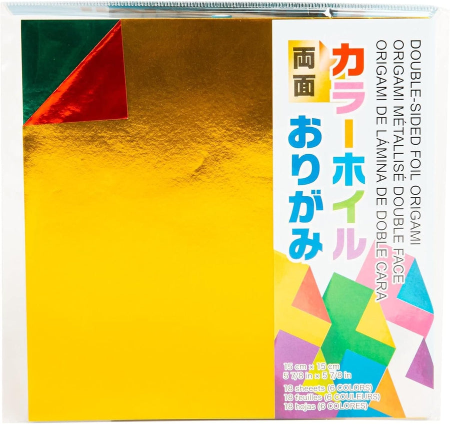 Aitoh Origami Paper 5.875"X5.875" 18/Pkg, Assorted Foil/Foil Double-Sided