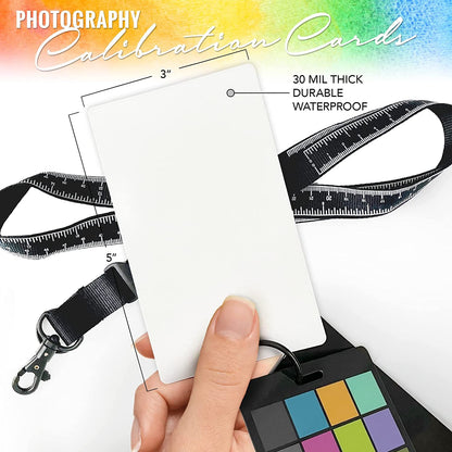 Camera Color Correction White Balance Card, 4In1 Color Correction Card Set by Pixiss, 18% Gray, Black, All in Glossy and Matte, Premium Exposure Card Set with Free Camera Lens Micro Fiber Cloth