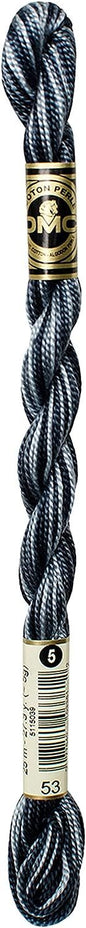 DMC 115 5-53 Pearl Cotton Thread, Variegated Steel Grey, Size 5