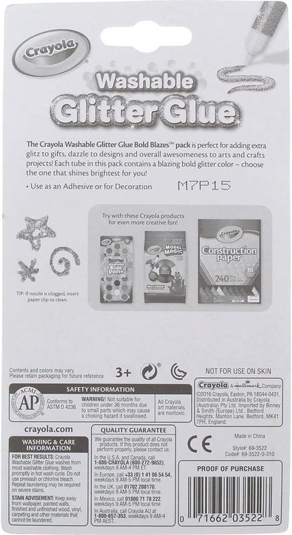 Crayola Washable Glitter Glue, Bold Blazes, Colors may vary, 5 Count, 1.75 oz