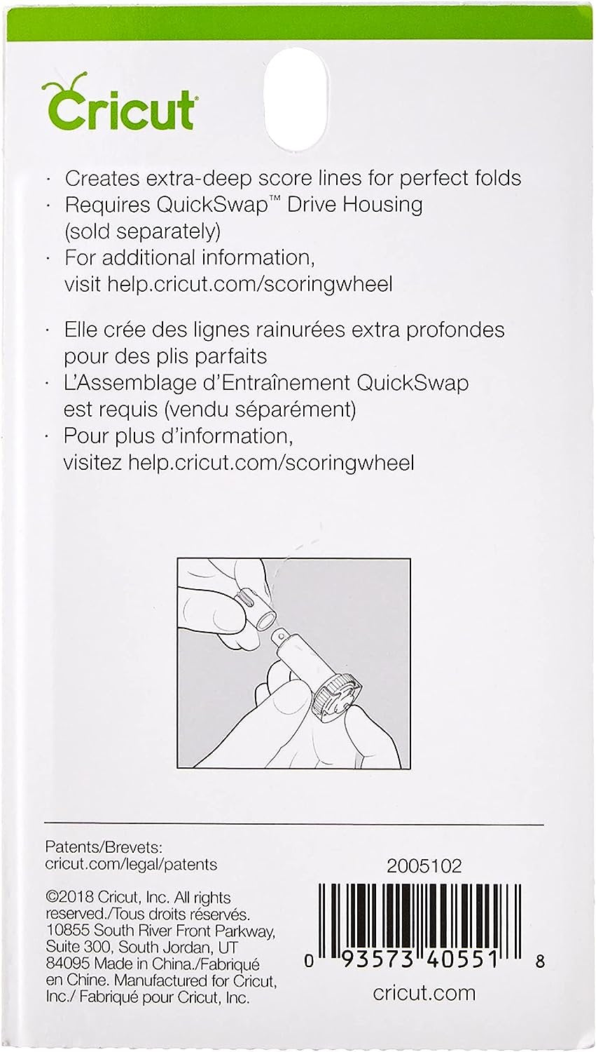 Cricut Scoring Wheel Replacement Tip, Patented Wheel Design, Up To 10X More Pressure, Crisp Creases on Basic Materials, For Personalized Crafts, Compatible with Cricut Maker Cutting Machine, Silver