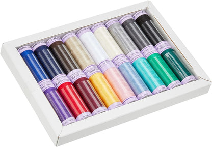 Mettler Silk Finish Cotton Thread Set | Assorted 18 Pcs, Colors May Vary, Piece