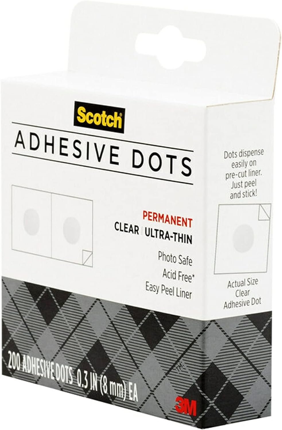 Scotch Adhesive Ultra Thin Dots, Clear, 200 Count, Great for Card Making and Scrapbooking (010-200UT-CFT)