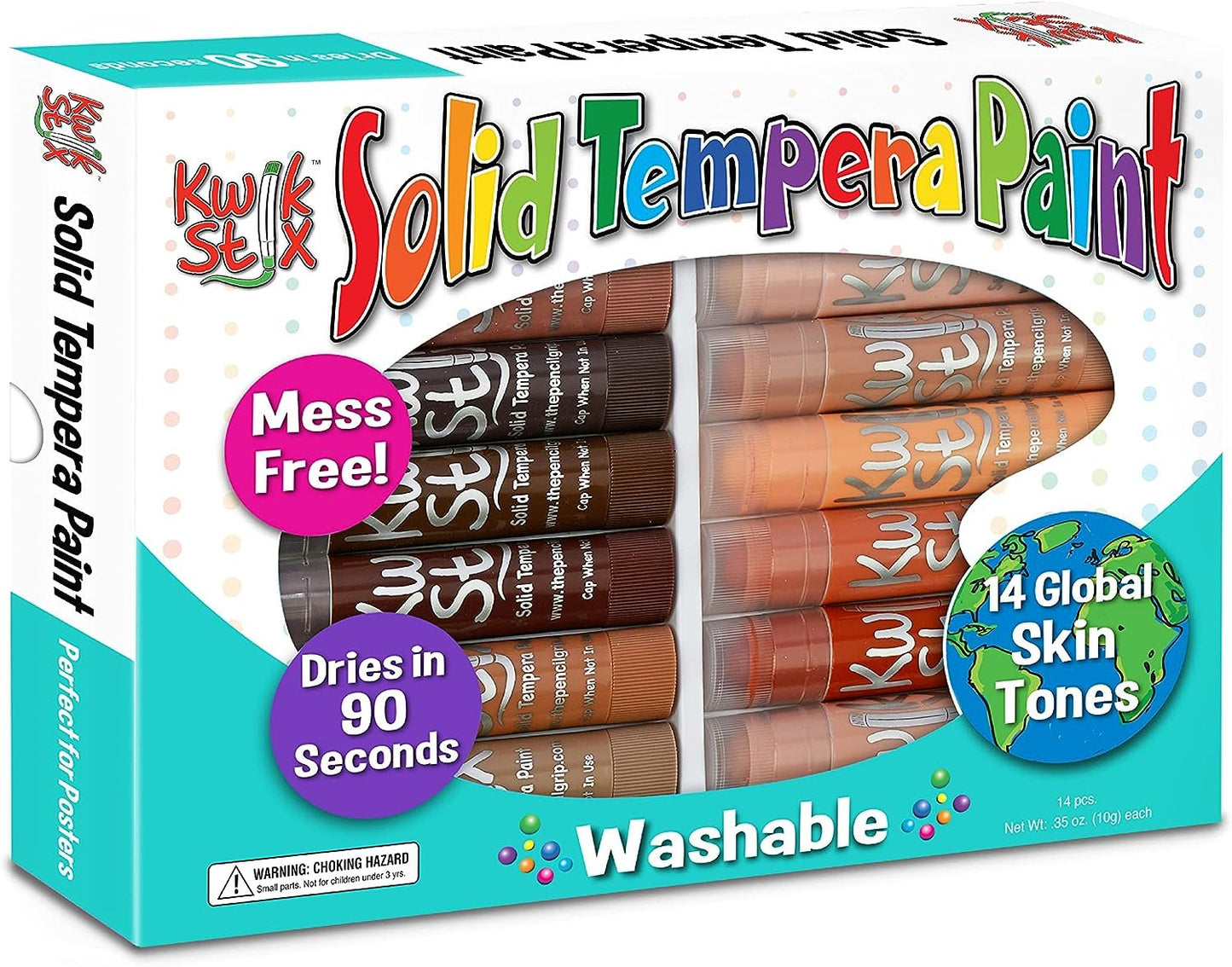 The Pencil Grip Kwik Stix Solid Paint Pens, Assorted Skin Tones, Pack of 14