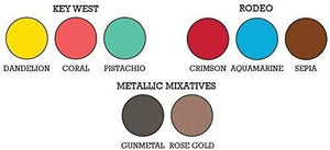 Tim Holtz Alcohol Inks and Metallics Mixatives (Key West/Rodeo/Metallics Mixatives Set 1 - Gunmetal and Rose Gold)