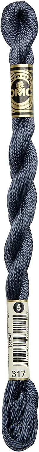 DMC 115 5-317 Pearl Cotton Thread, Pewter Grey, Size 5