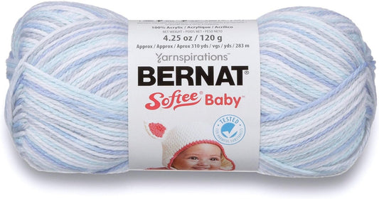 Bernat Softee Baby Yarn, Ombre, 4.25 oz, Gauge 3 Light, Blue Flannel