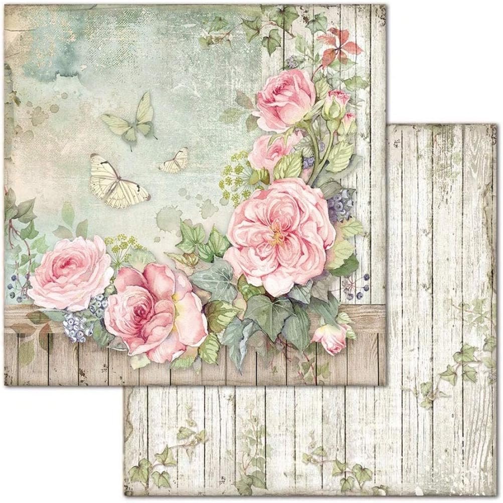 STAMPERIA INTERNATIONAL, KFT PAPER PAD 12X12 10PK HOUSE ROSE, 30.5 x 30.5 (12" x 12"), Multicoloured