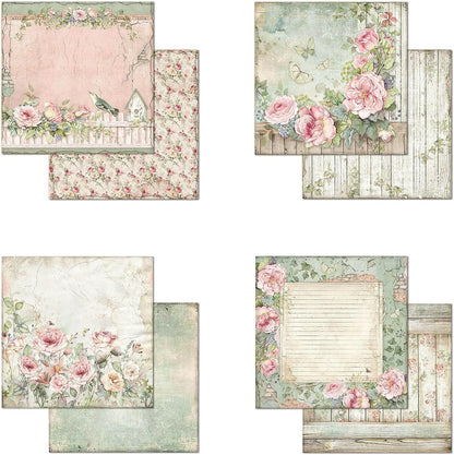 STAMPERIA INTERNATIONAL, KFT PAPER PAD 8X8 10PK HOUSE ROSE, 20.3 x 20.3 (8" x 8"), Multicoloured