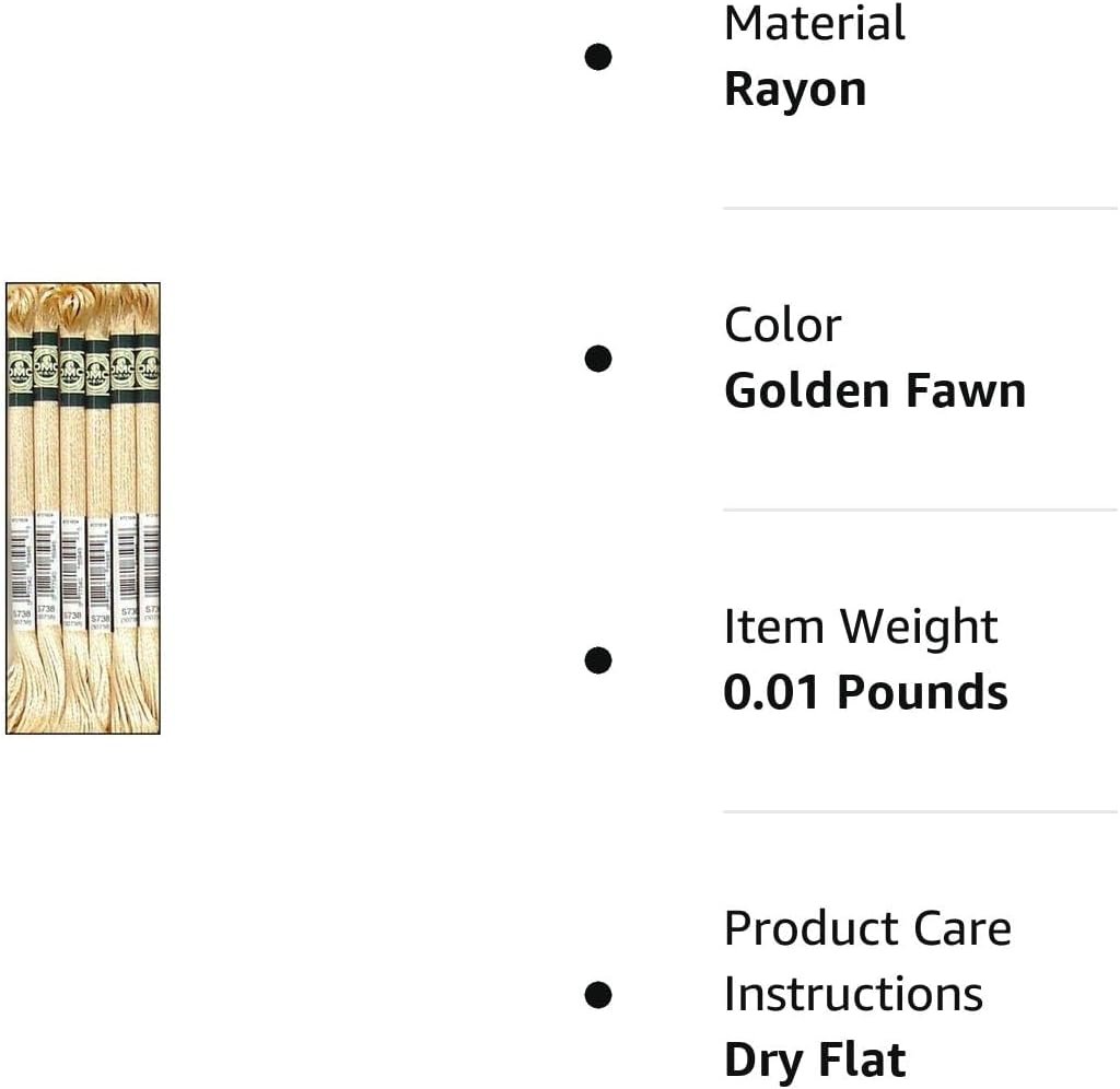 DMC 1008F-S738 Shiny Radiant Satin Floss, Golden Fawn, 8.7-Yard