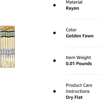 DMC 1008F-S738 Shiny Radiant Satin Floss, Golden Fawn, 8.7-Yard