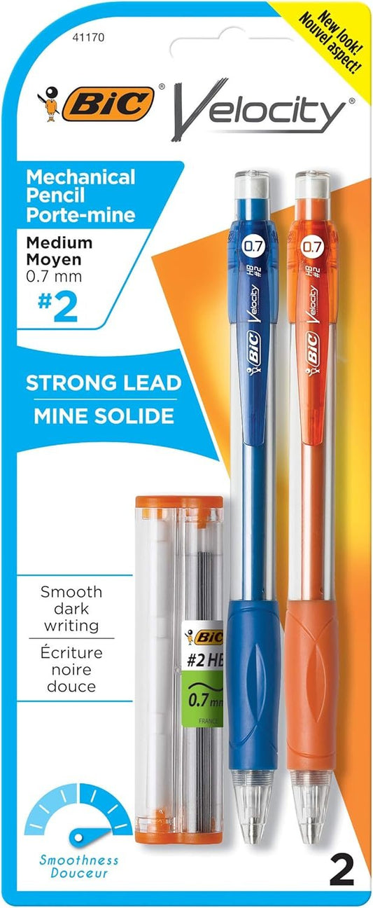 BIC Velocity Original Mechanical Pencil, Medium Point (0.7mm), Smooth Dark Writing, 2-Count