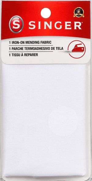 SINGER 00097 Iron-On Mending Fabric, Fabric Patch For Mending ClothesWhite